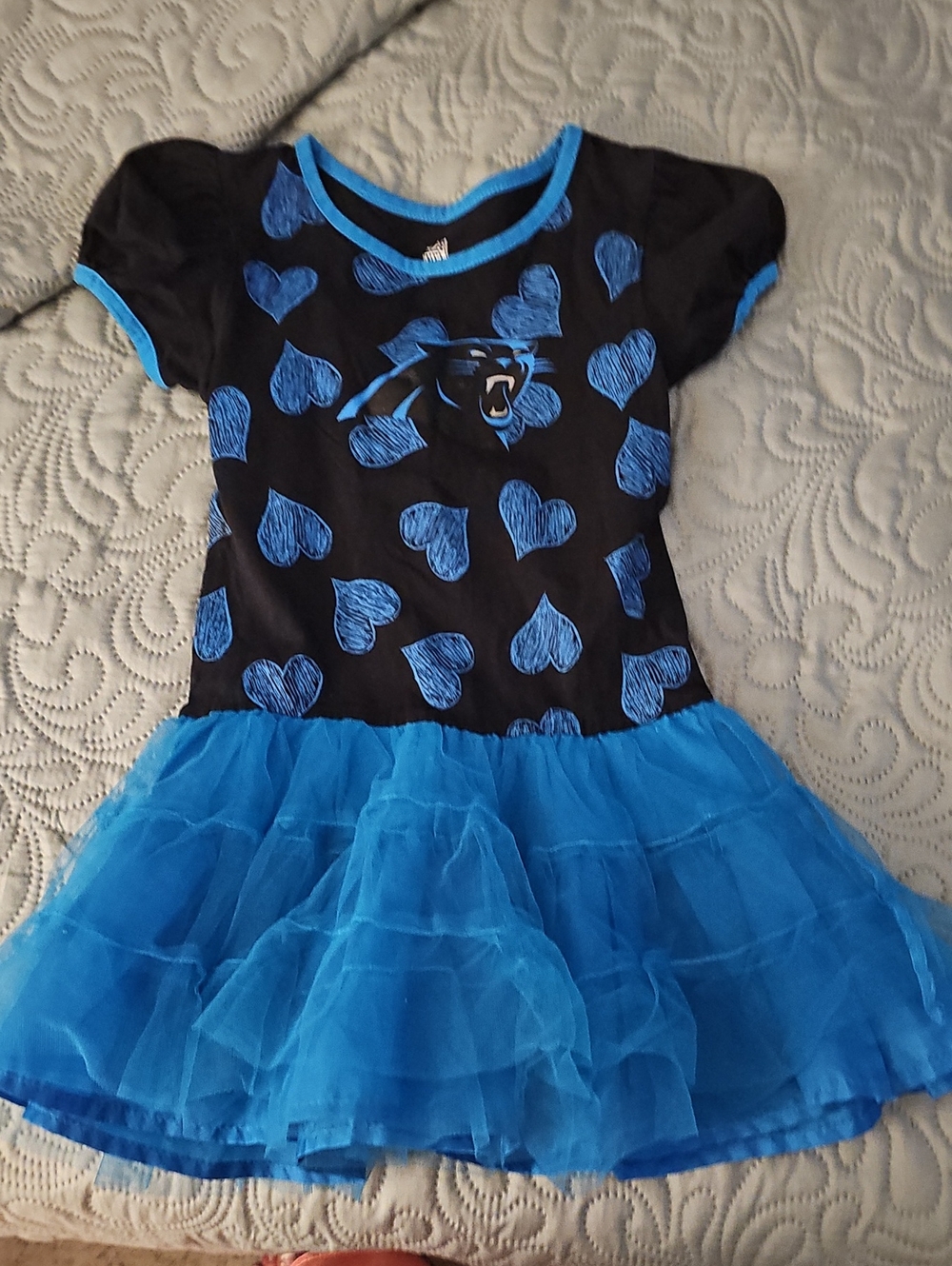 NFL Carolina Panthers Black & Bright Blue Heart Tutu Dress for Kids